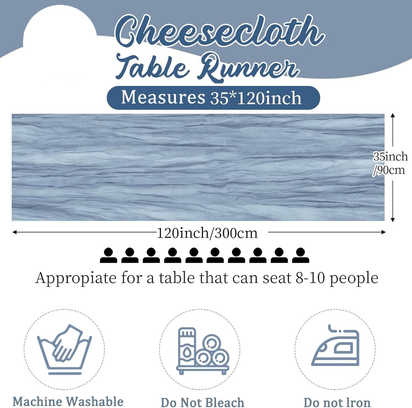 Cheesecloth Boho Gauze Table Runner (35" x 120") - 6 PACK