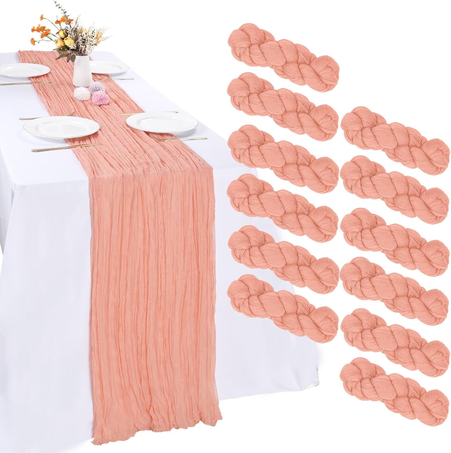 Cheesecloth Boho Gauze Table Runner (35" x 120") - 6 PACK