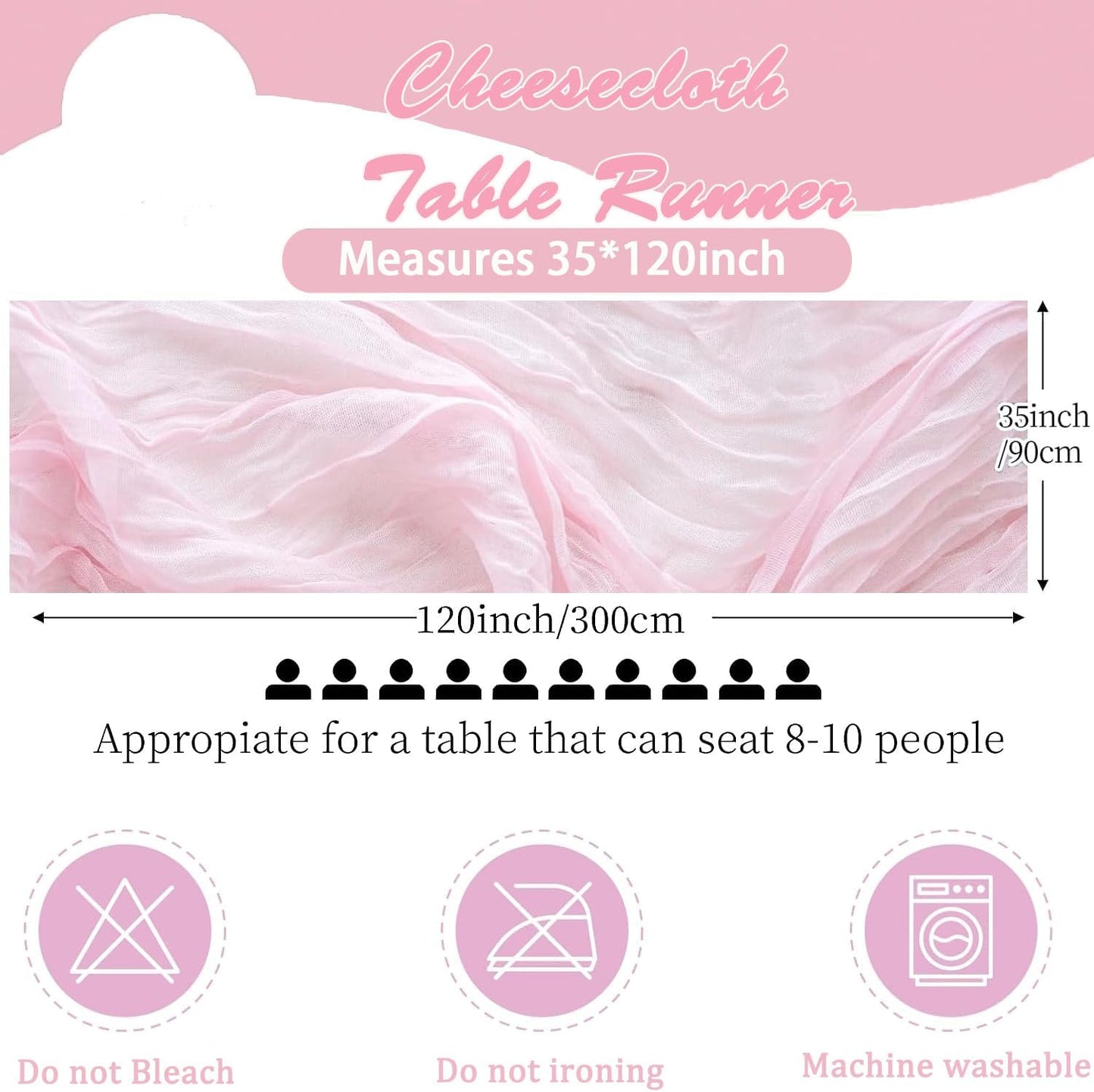 Cheesecloth Boho Gauze Table Runner (35" x 120") - 6 PACK
