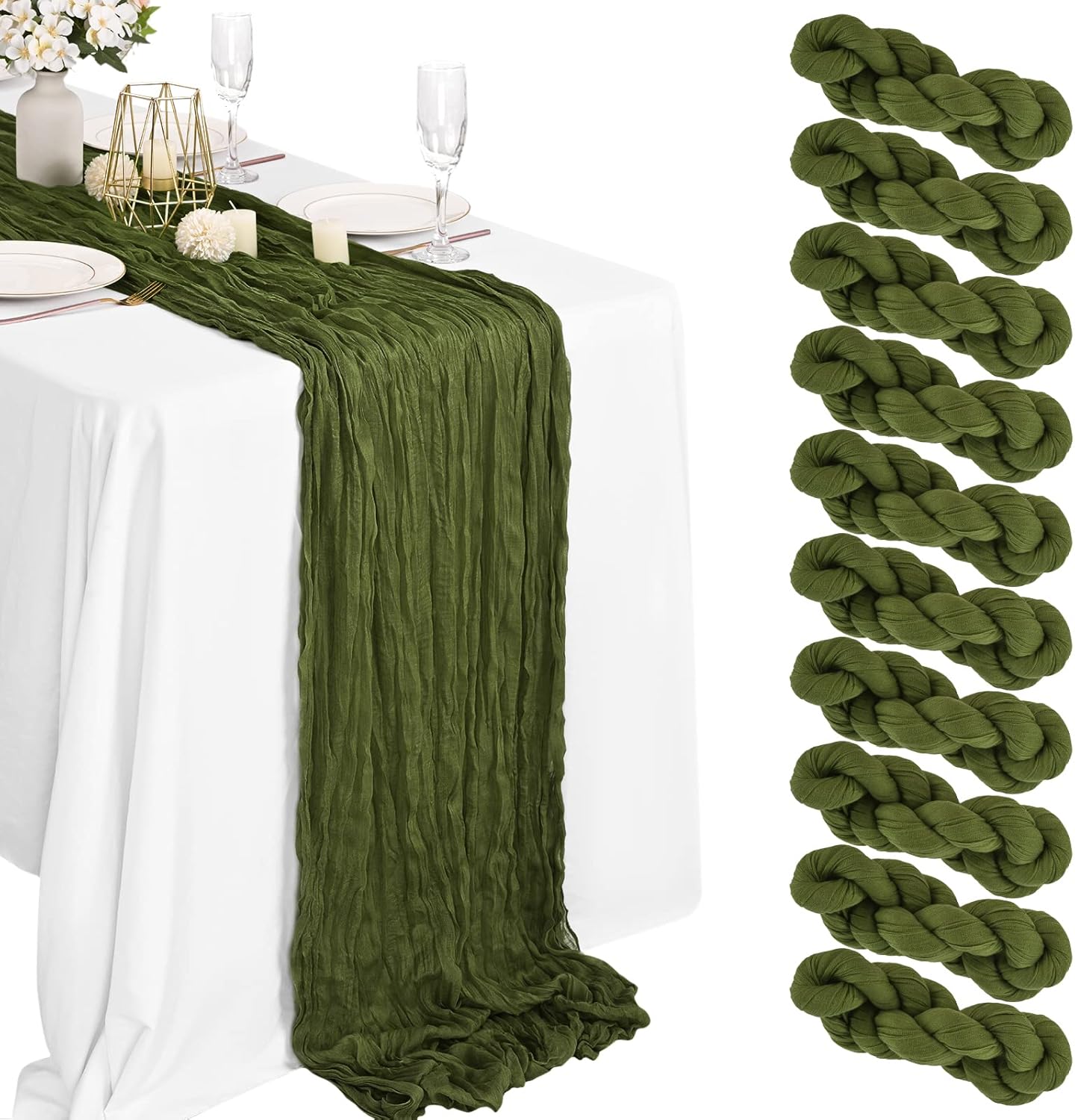 Cheesecloth Boho Gauze Table Runner (35" x 120") - 6 PACK