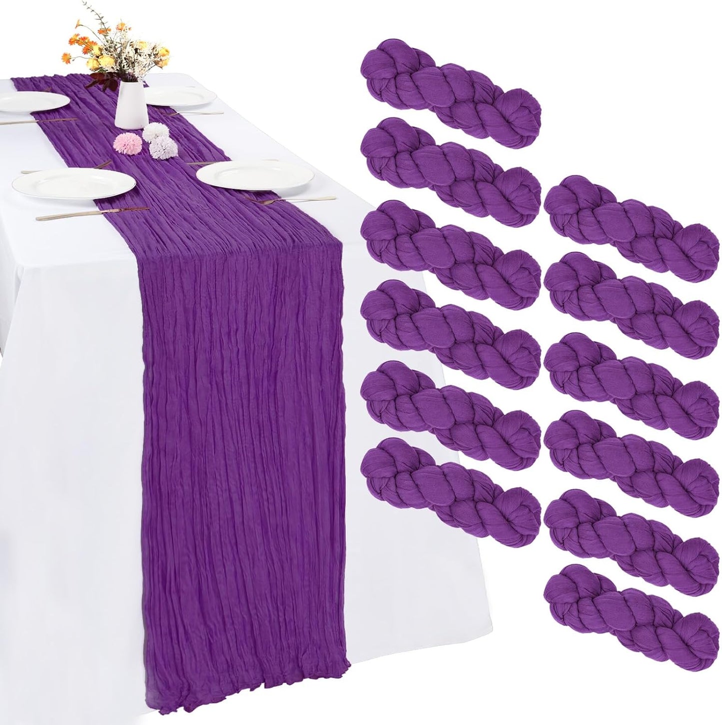 Cheesecloth Boho Gauze Table Runner (35" x 120") - 6 PACK