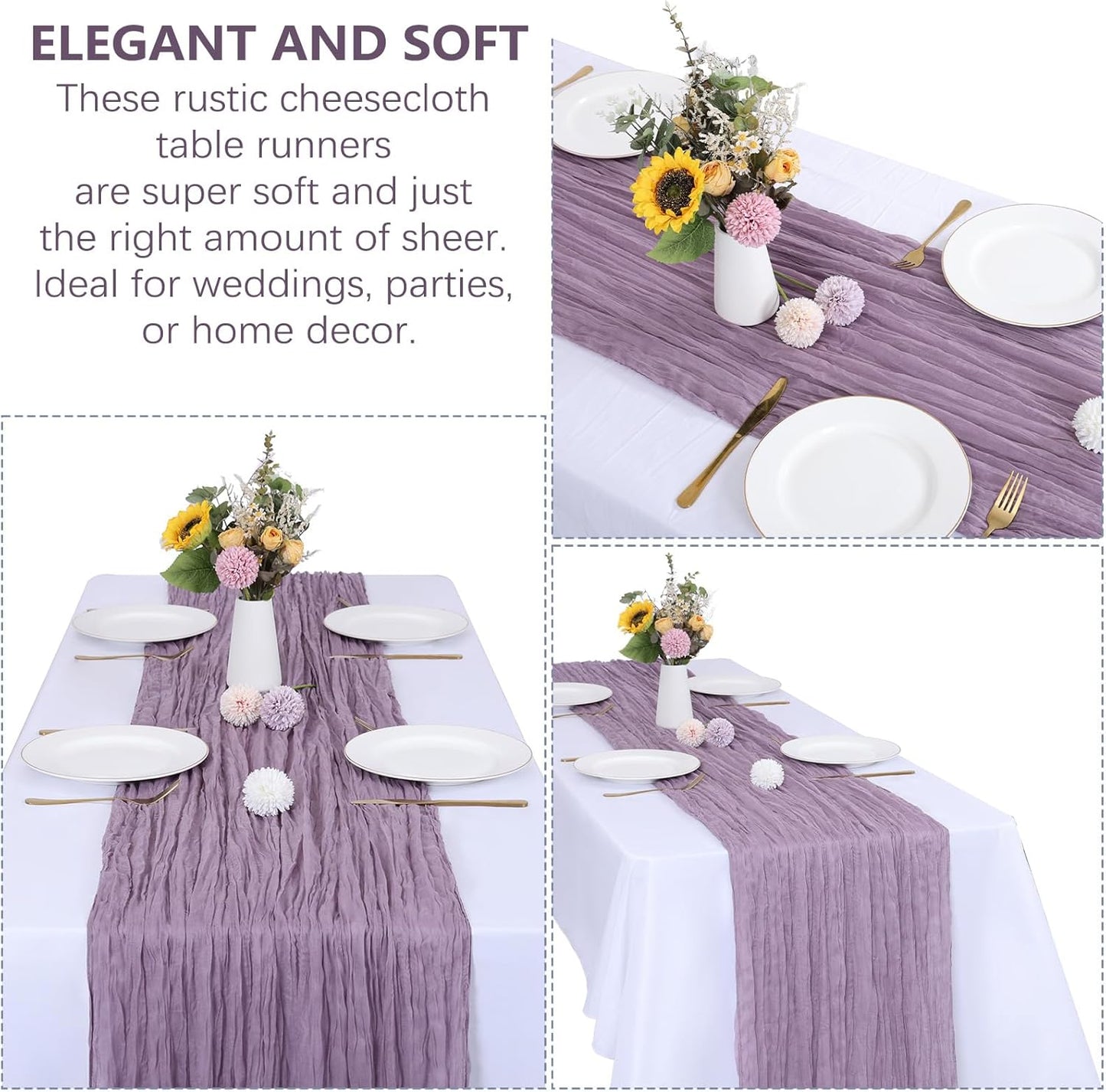 Cheesecloth Boho Gauze Table Runner (35" x 120") - 6 PACK