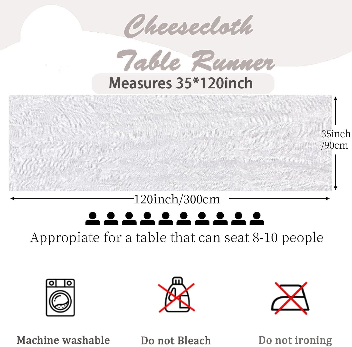 Cheesecloth Boho Gauze Table Runner (35" x 120") - 6 PACK