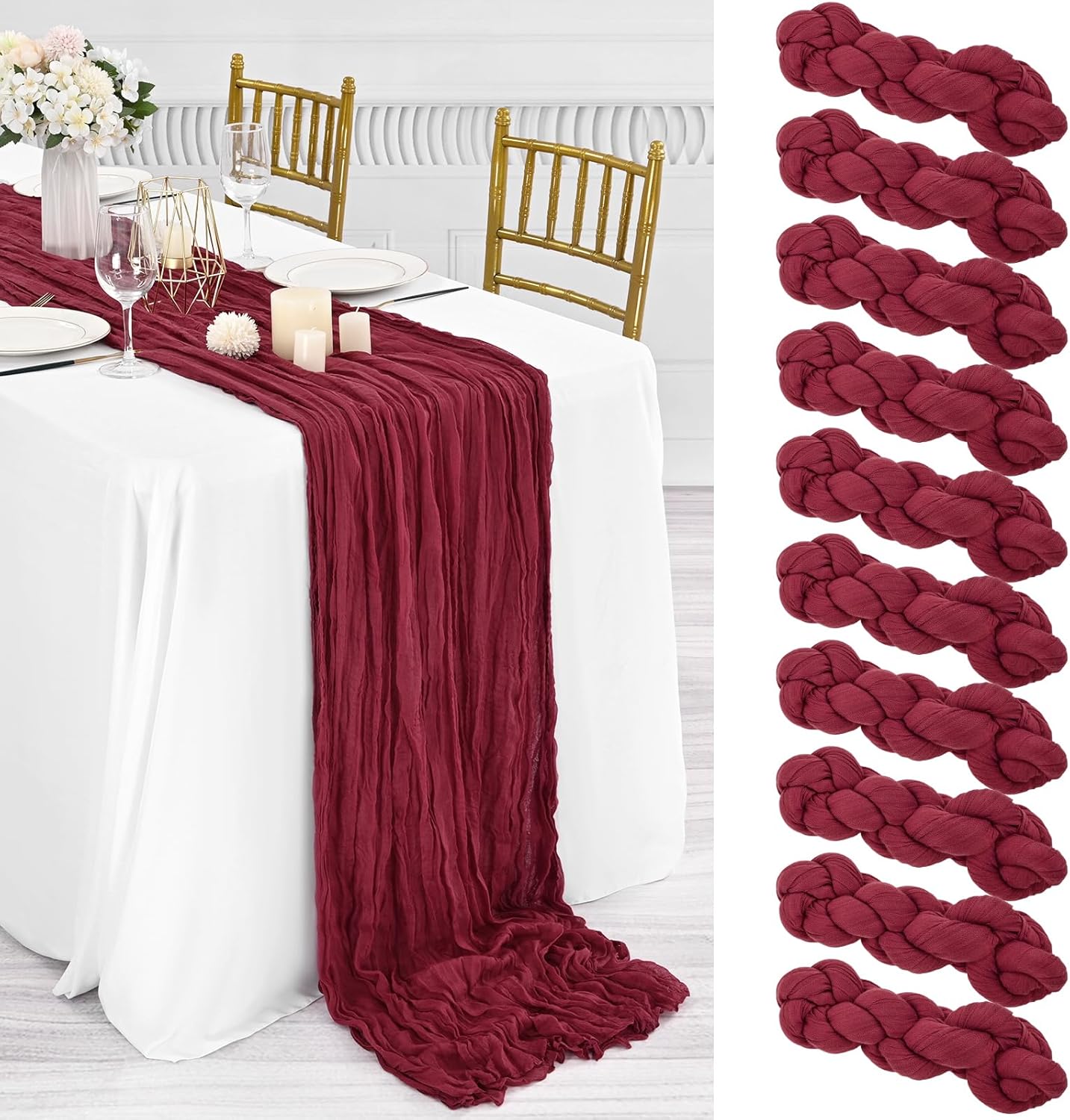 Cheesecloth Boho Gauze Table Runner (35" x 120") - 6 PACK