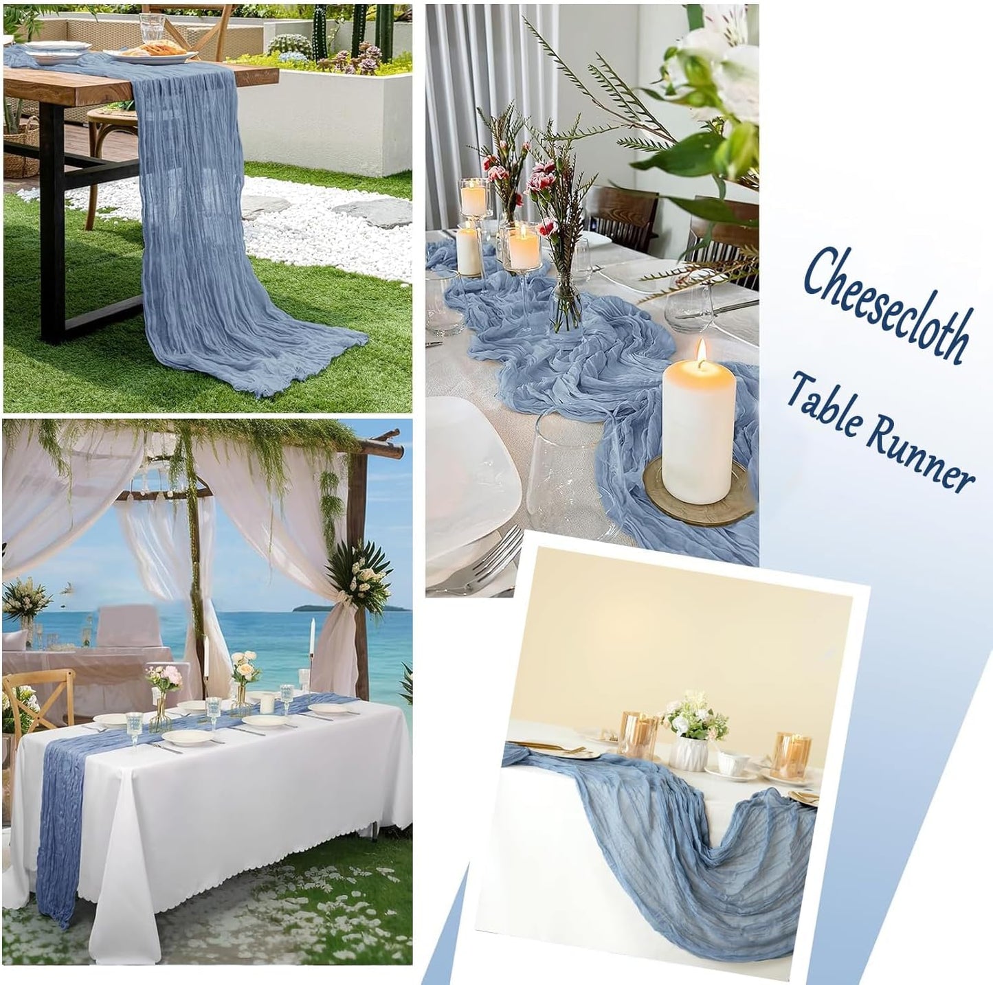Cheesecloth Boho Gauze Table Runner (35" x 120") - 6 PACK
