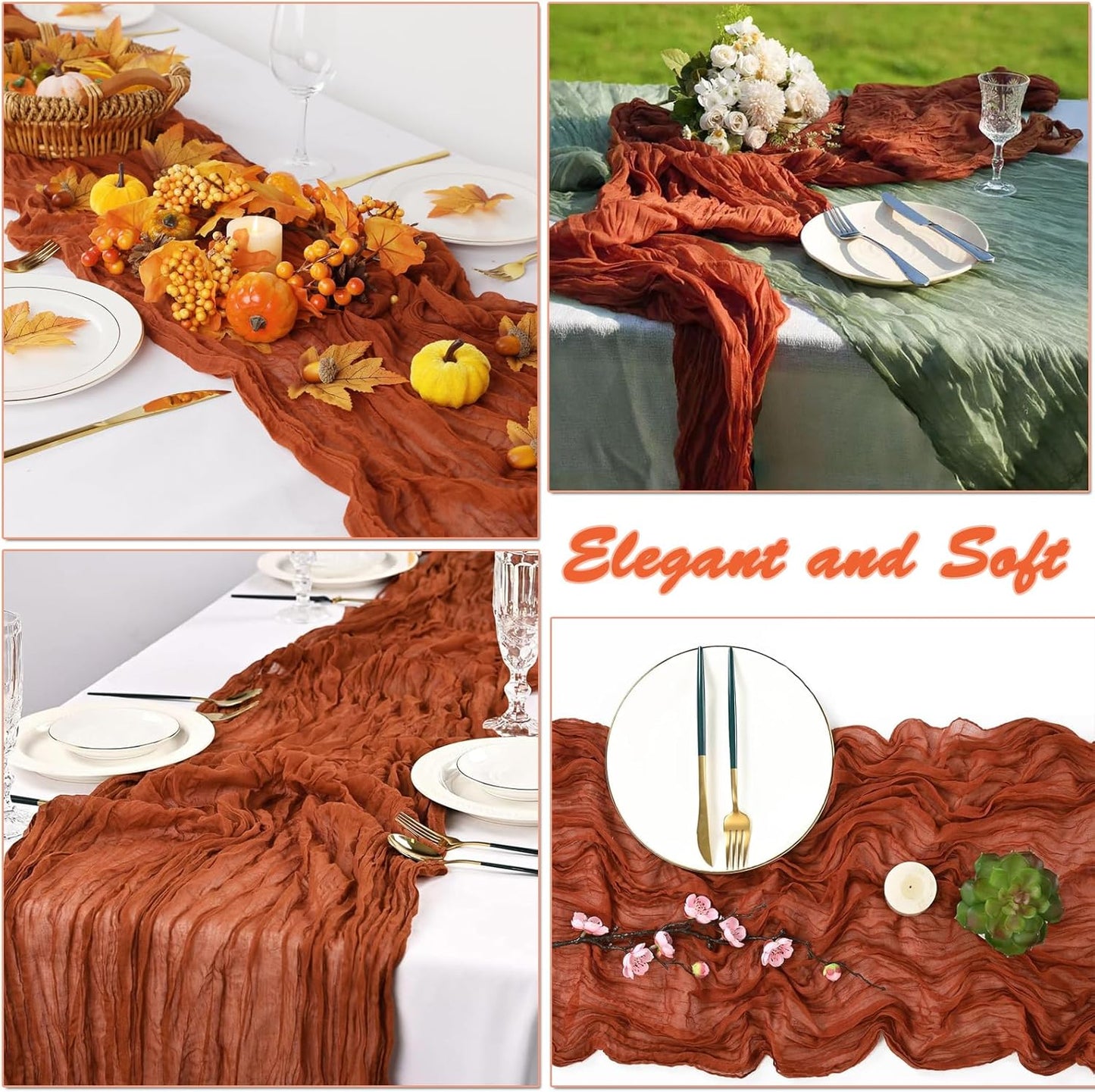 Cheesecloth Boho Gauze Table Runner (35" x 120") - 6 PACK