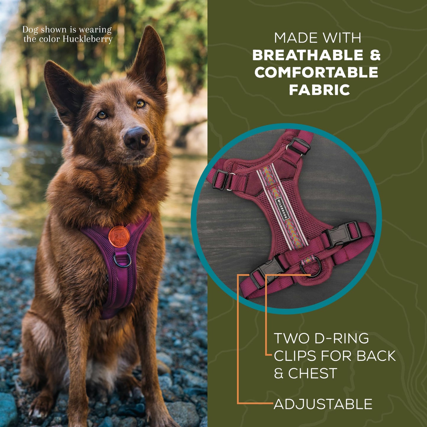 Wilderdog Lightweight Dog Harness with Reflective Straps