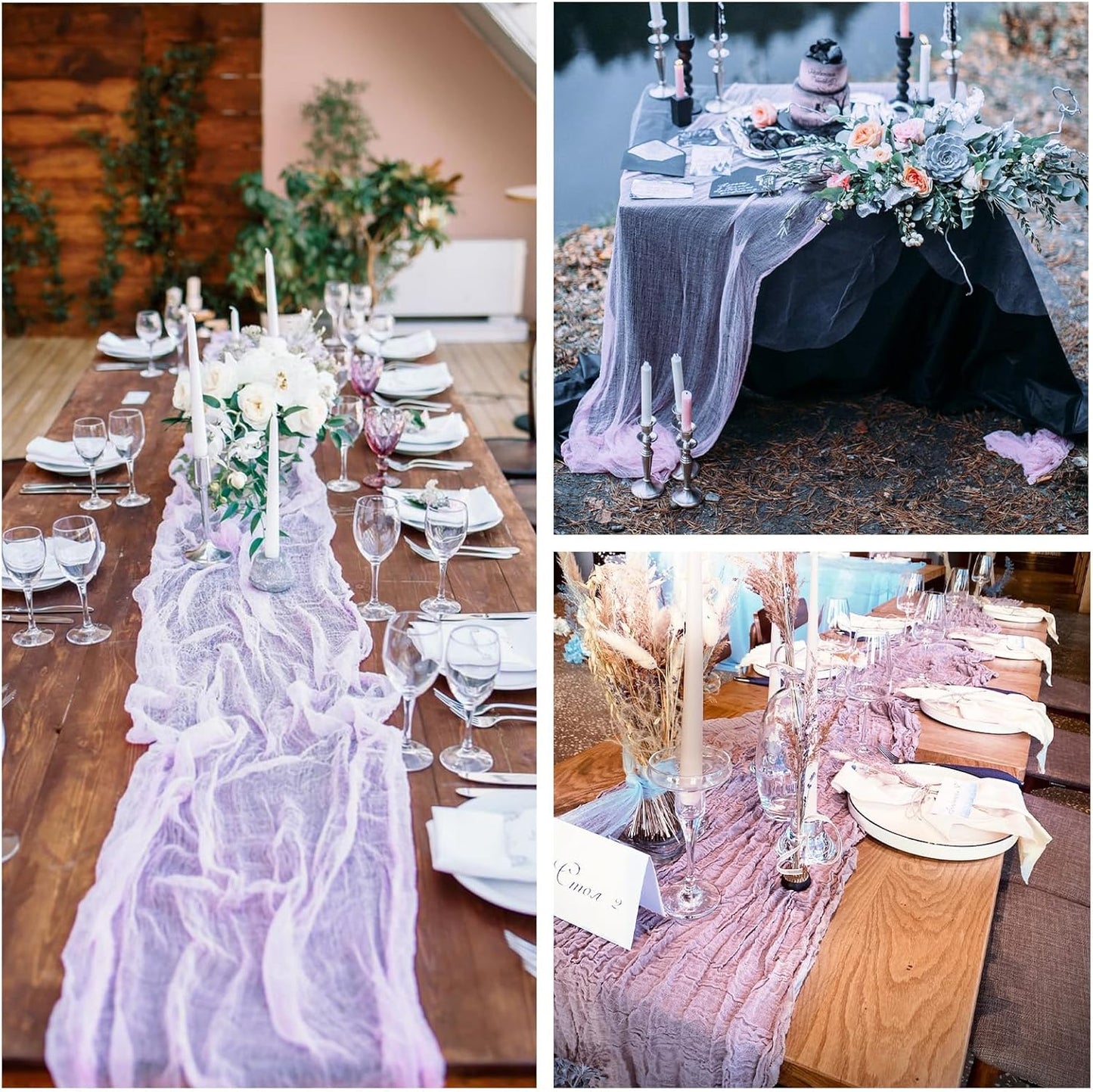 Cheesecloth Boho Gauze Table Runner (35" x 120") - 6 PACK