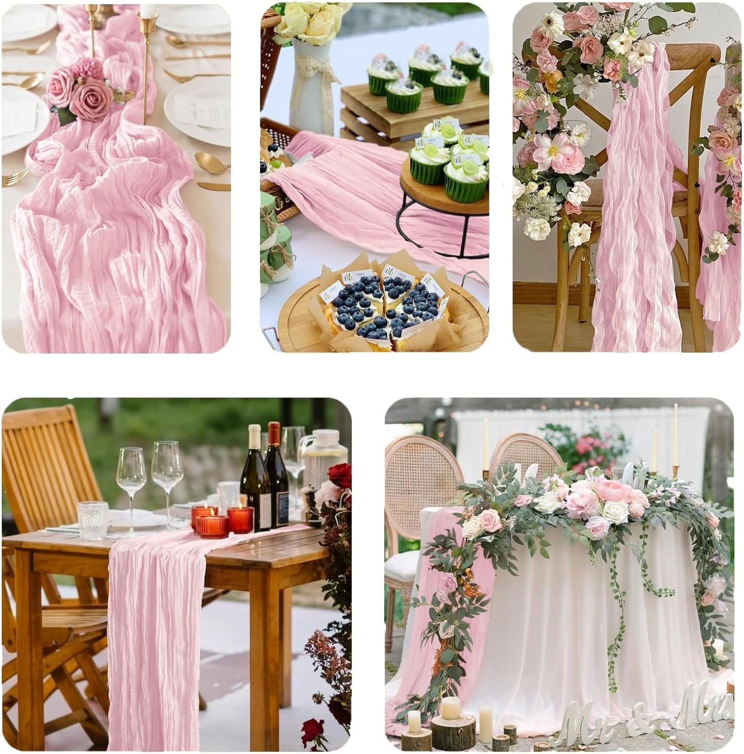 Cheesecloth Boho Gauze Table Runner (35" x 120") - 6 PACK