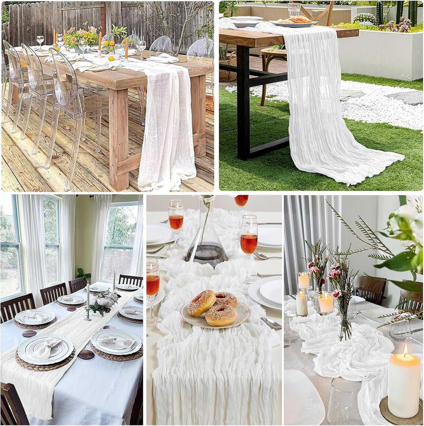 Cheesecloth Boho Gauze Table Runner (35" x 120") - 6 PACK