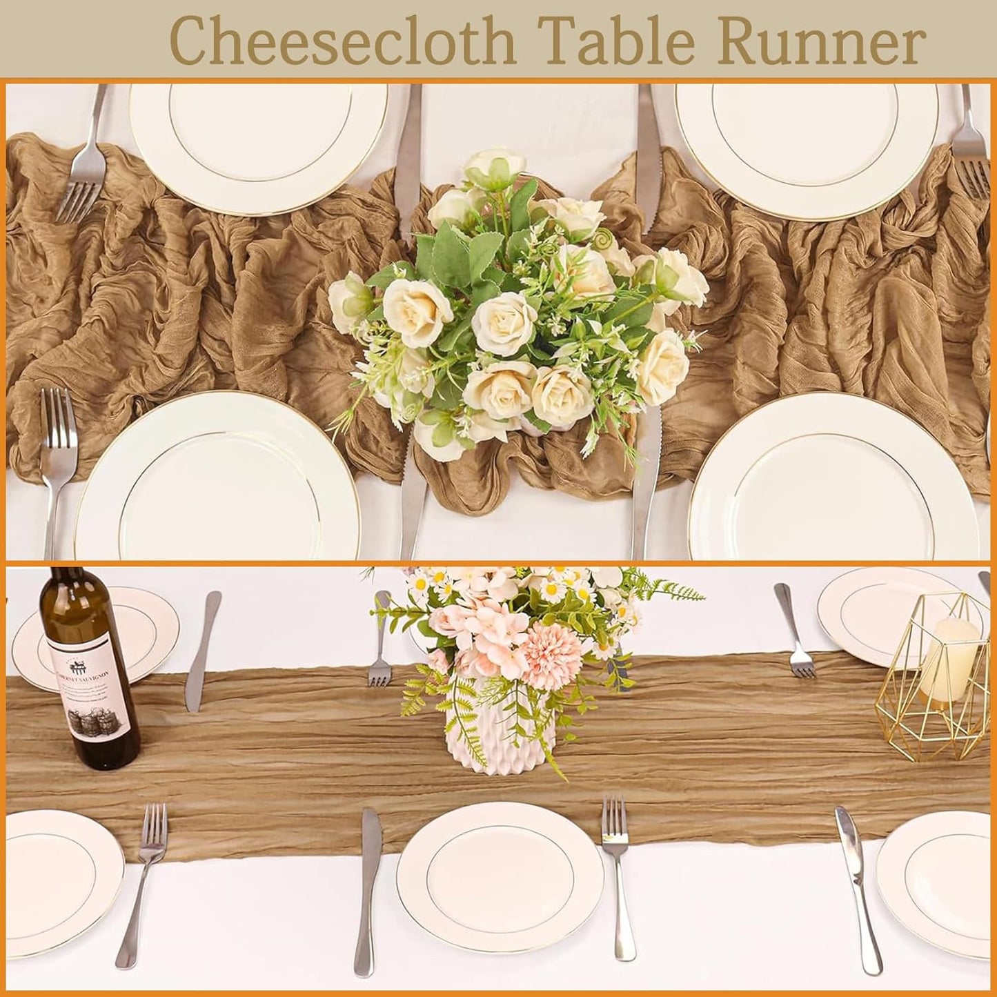 Cheesecloth Boho Gauze Table Runner (35" x 120") - 6 PACK