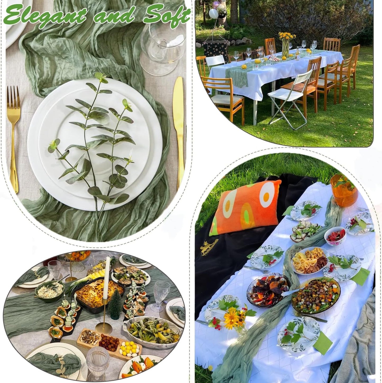 Cheesecloth Boho Gauze Table Runner (35" x 120") - 6 PACK