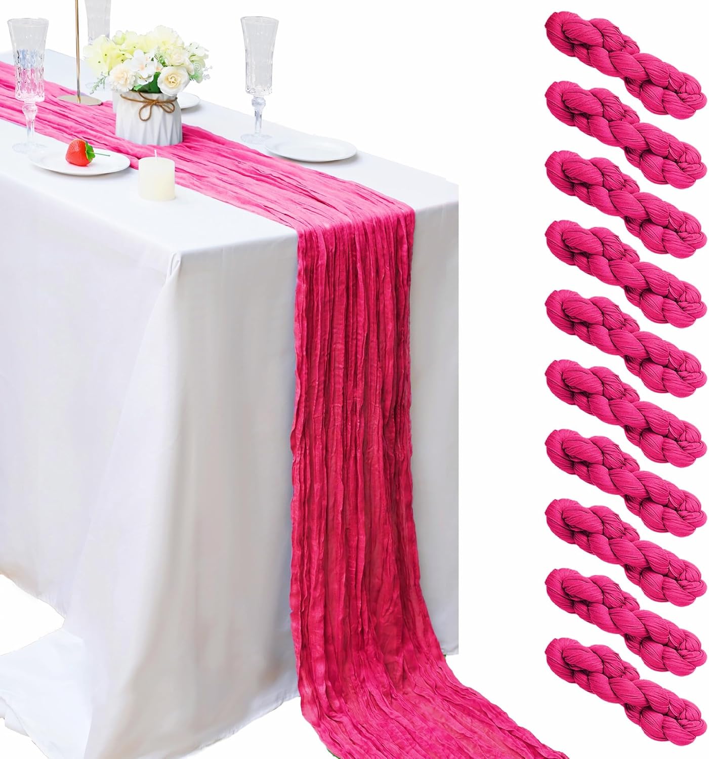 Cheesecloth Boho Gauze Table Runner (35" x 120") - 6 PACK