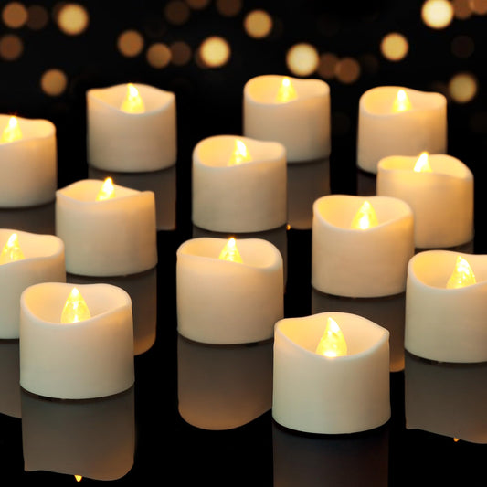 48 Pack Cool White Flickering Timer Tea Lights