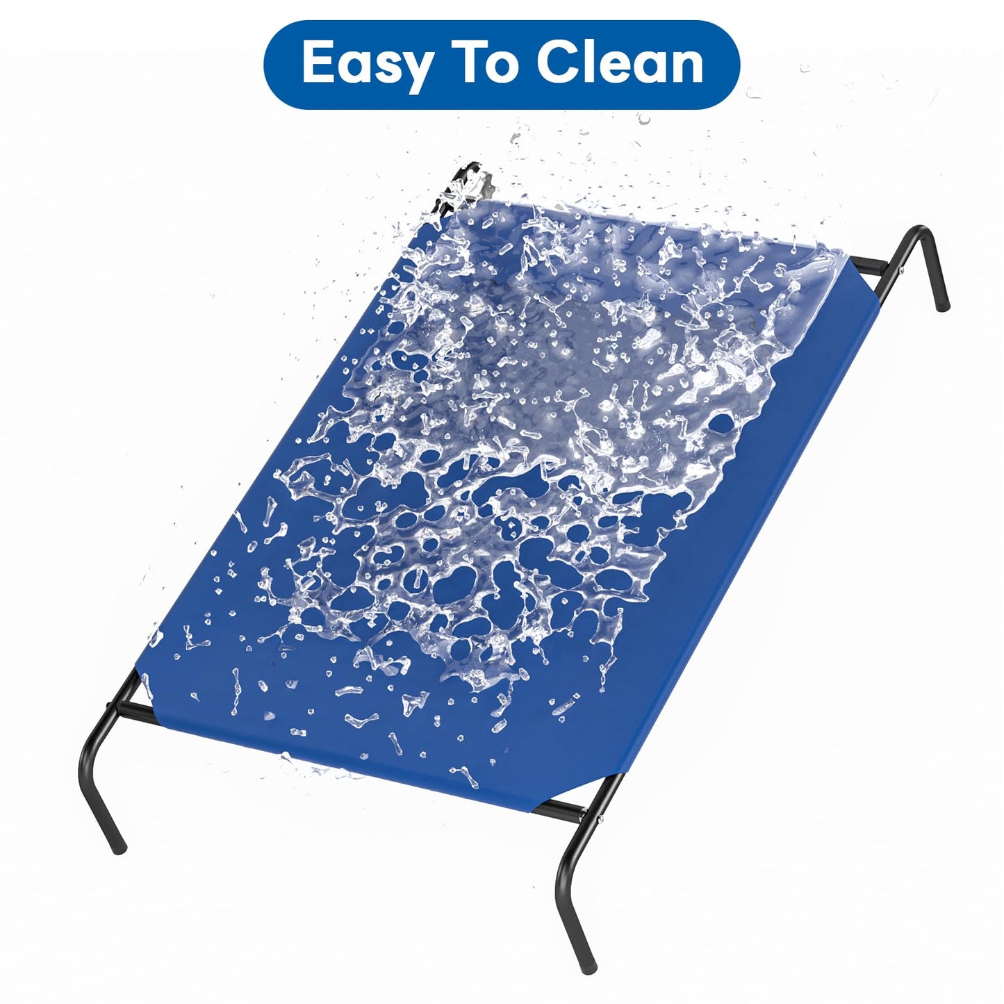 Elevated Dog Bed for Large Dogs,Raised Dog Cots,Indoor & Outdoor Cooling Waterproof Pet Hammock with Washable Breathable Mesh,Blue 50in