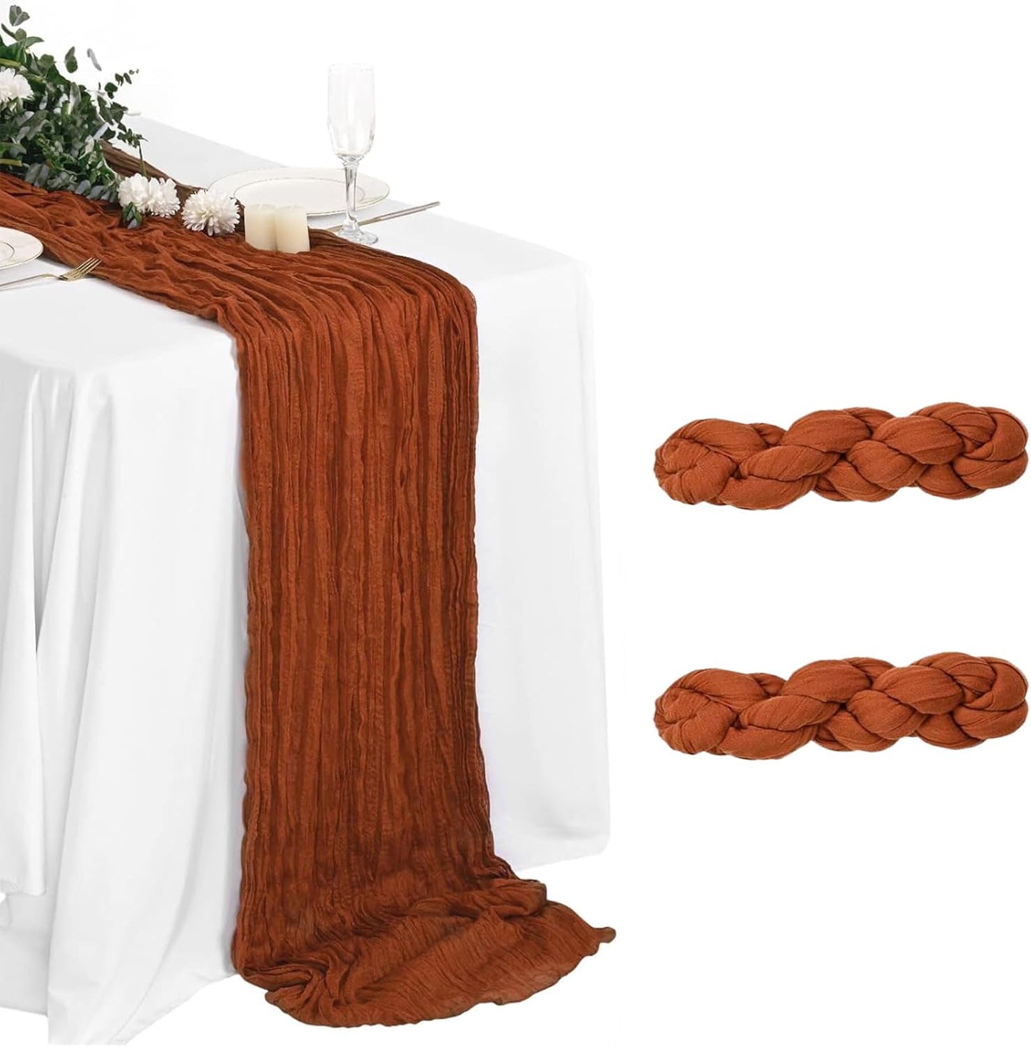 Cheesecloth Boho Gauze Table Runner (35" x 120") - 6 PACK