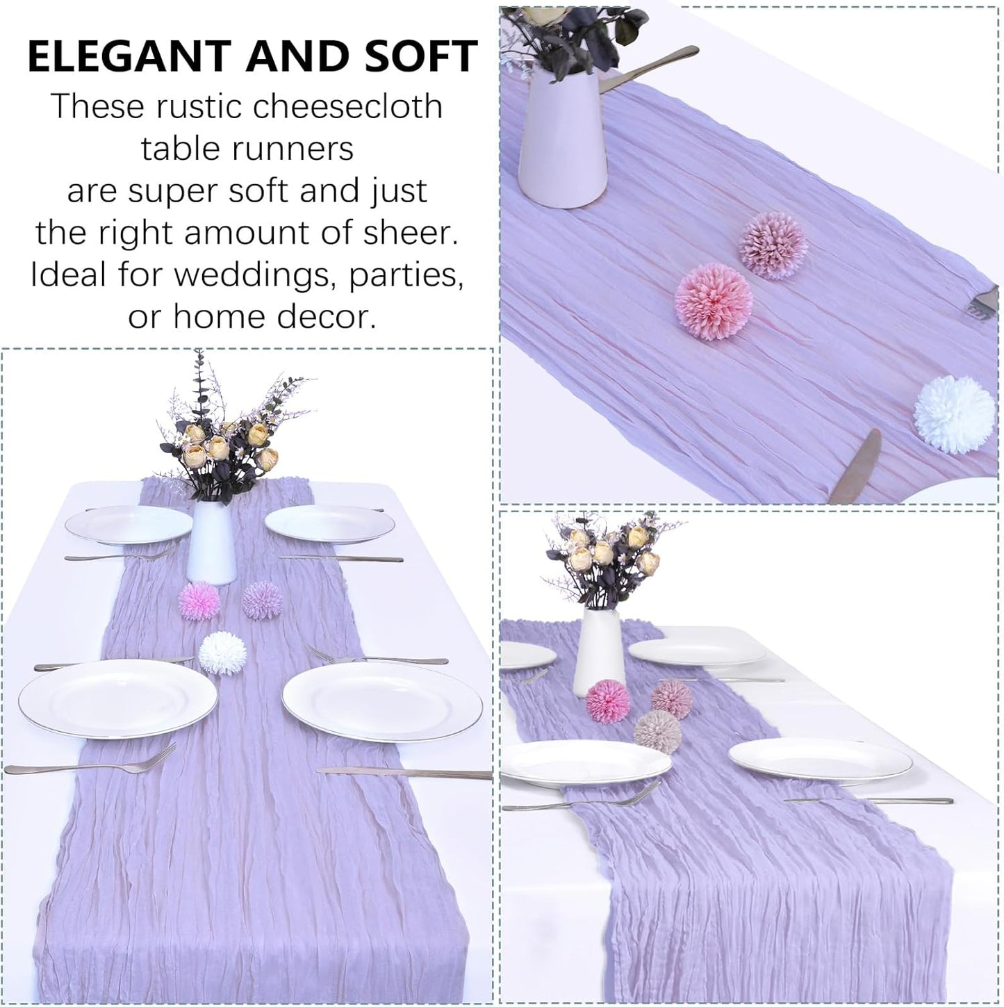 Cheesecloth Boho Gauze Table Runner (35" x 120") - 6 PACK