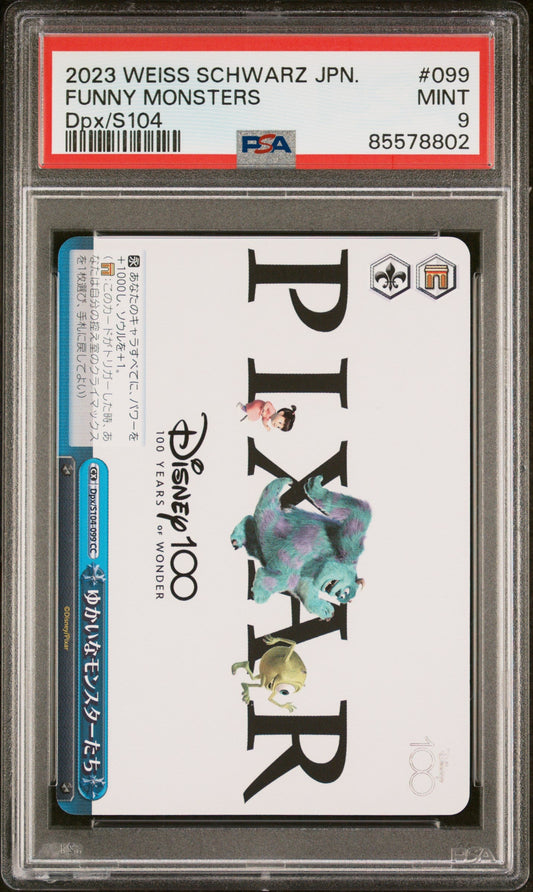 2023 WEISS SCHWARZ JAPANESE DISNEY 100 FUNNY MONSTERS Dpx/S104 99 PSA 9